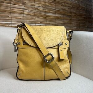 FOSSIL Yellow Leather Crossbody Bag